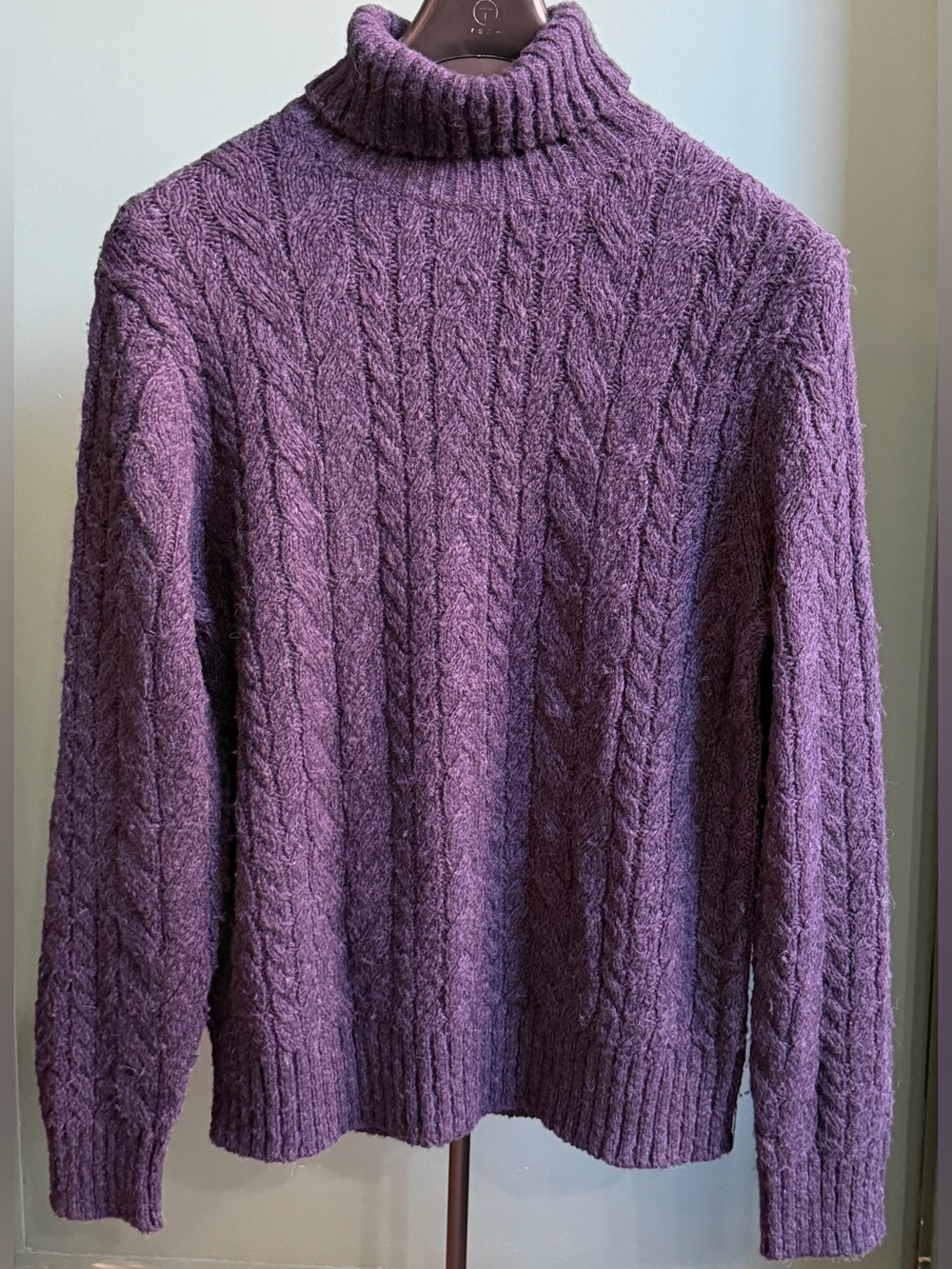 TODD SNYDER CABLEKNIT TURTLENECK SWEATER KNIT M BLUE WOOL/ALPACA  $398
